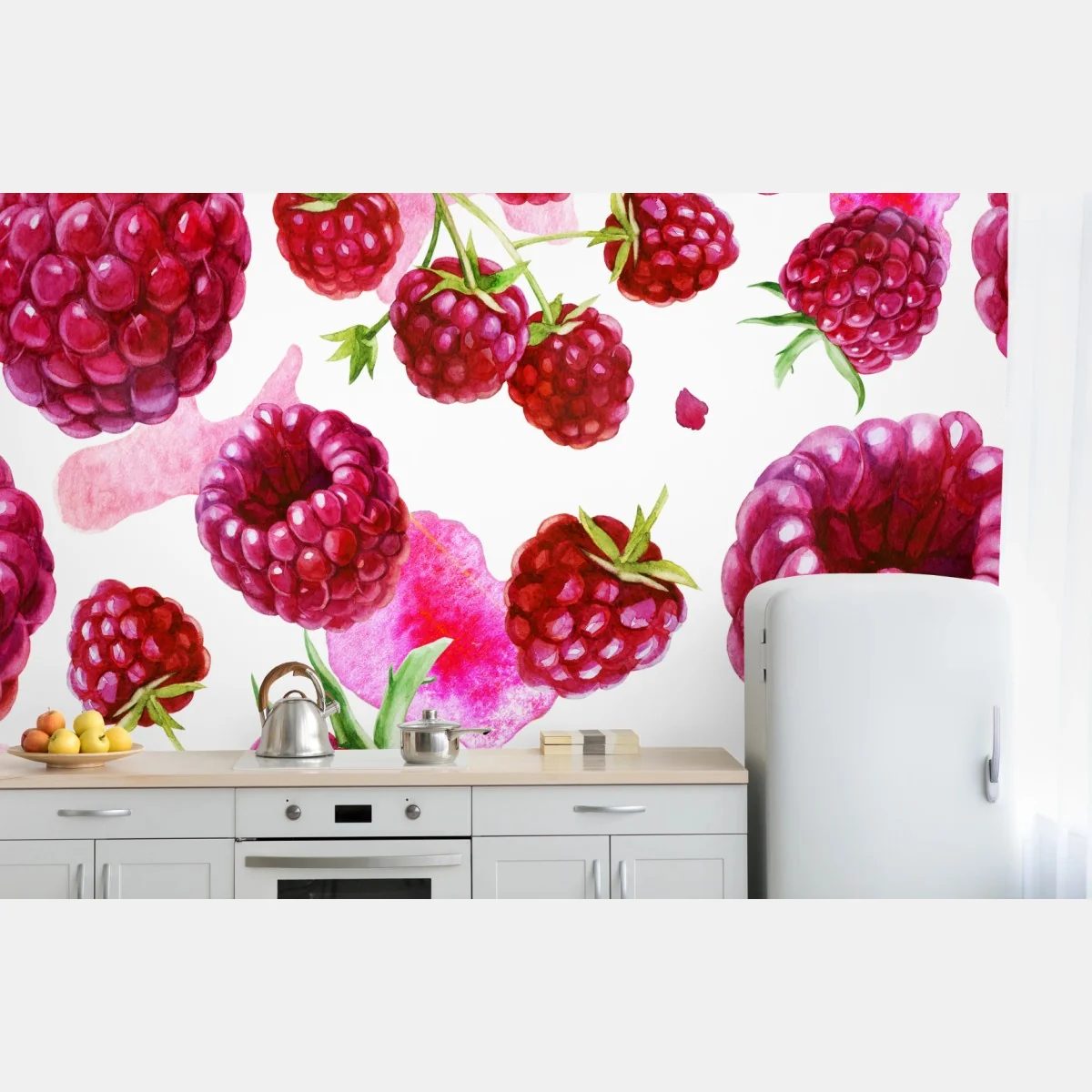 Fototapete aquarell himbeermuster – Wallnifity®