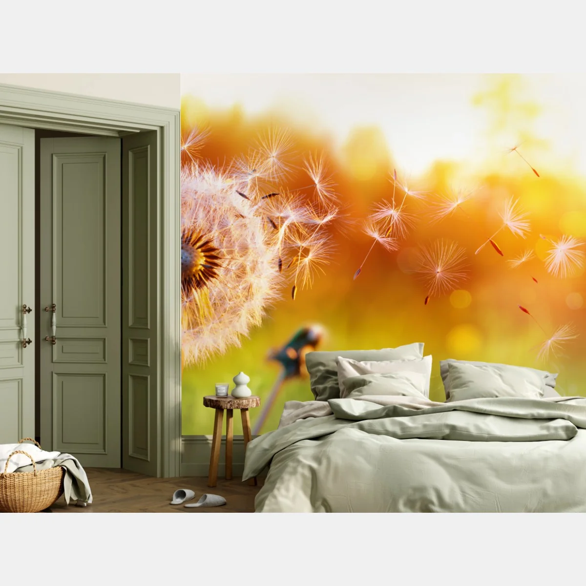 Fototapete goldener löwenzahn im sonnenuntergang – Wallnifity®
