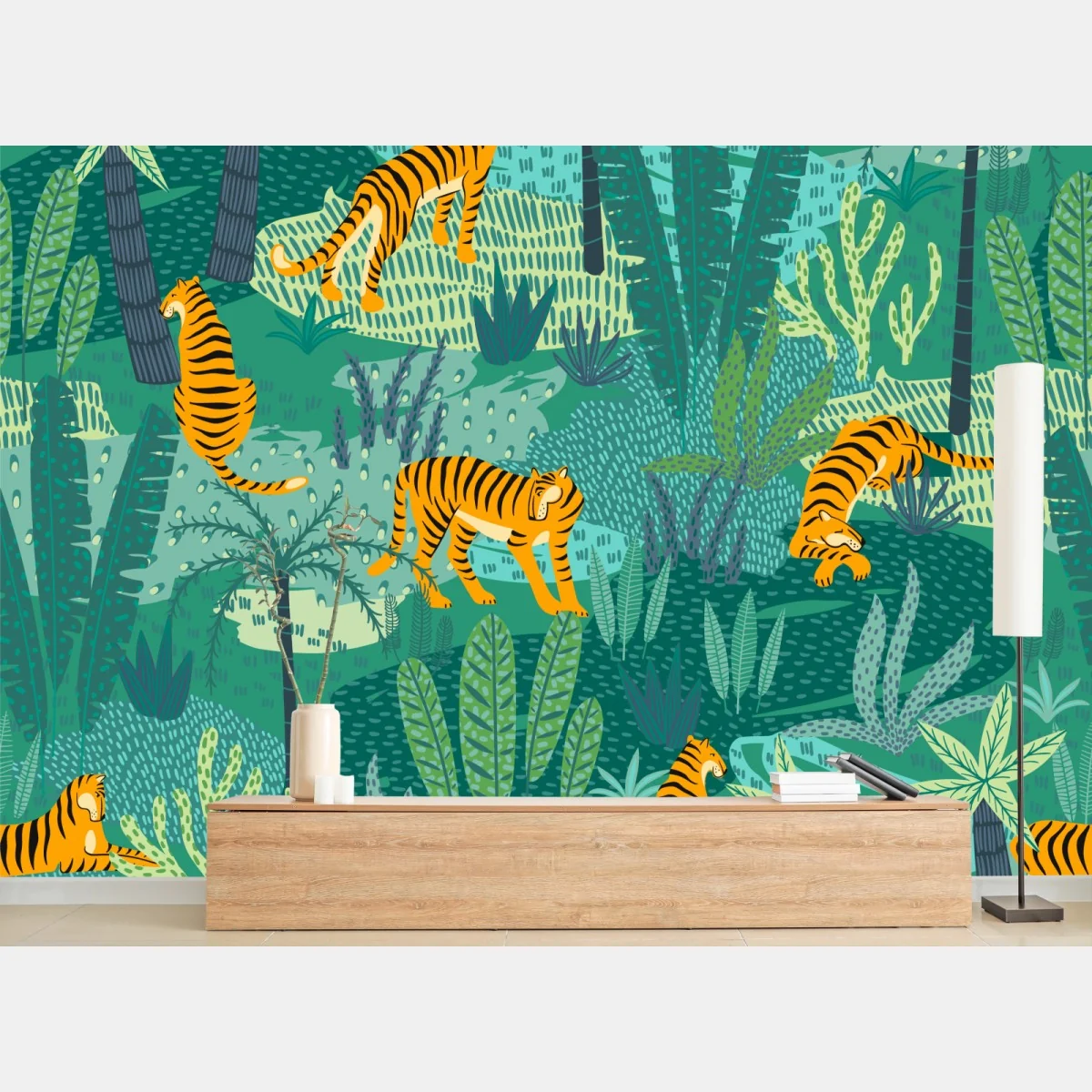 Fototapete tropischer dschungel mit tigern – Wallnifity®