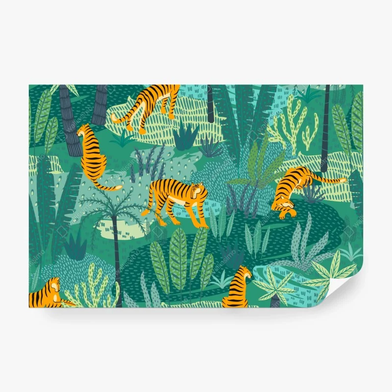 Fototapete tropischer dschungel mit tigern