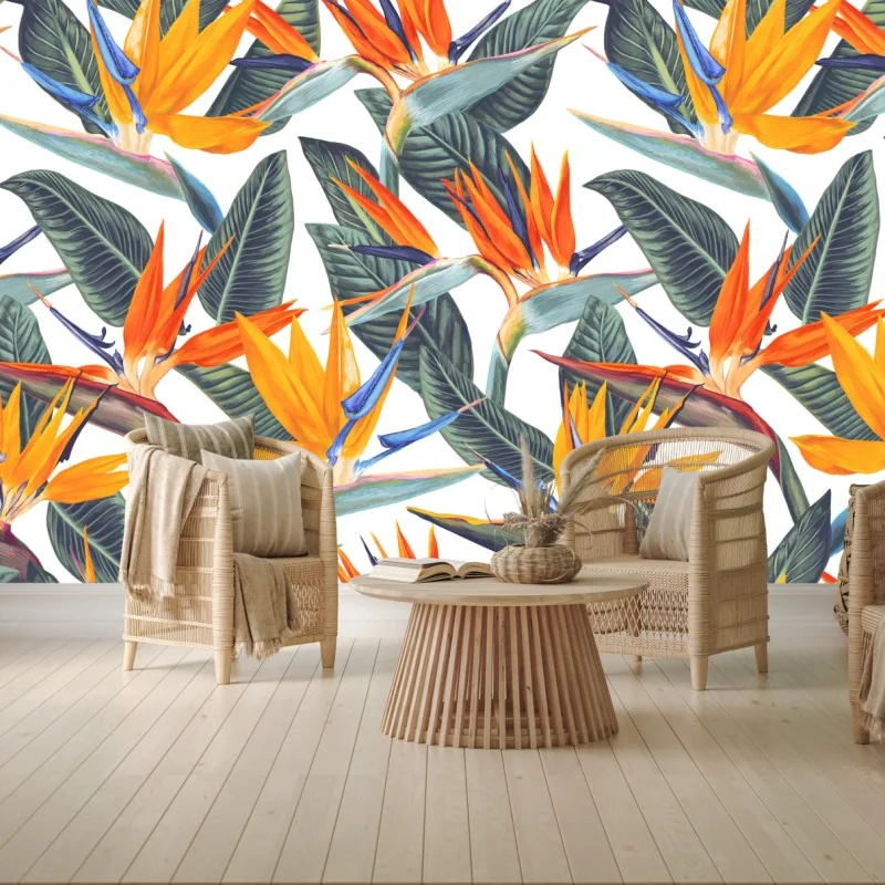 Fototapete tropisches muster mit strelitzien – Wallnifity® Fototapete tropisches muster mit strelitzien – Wallnifity®