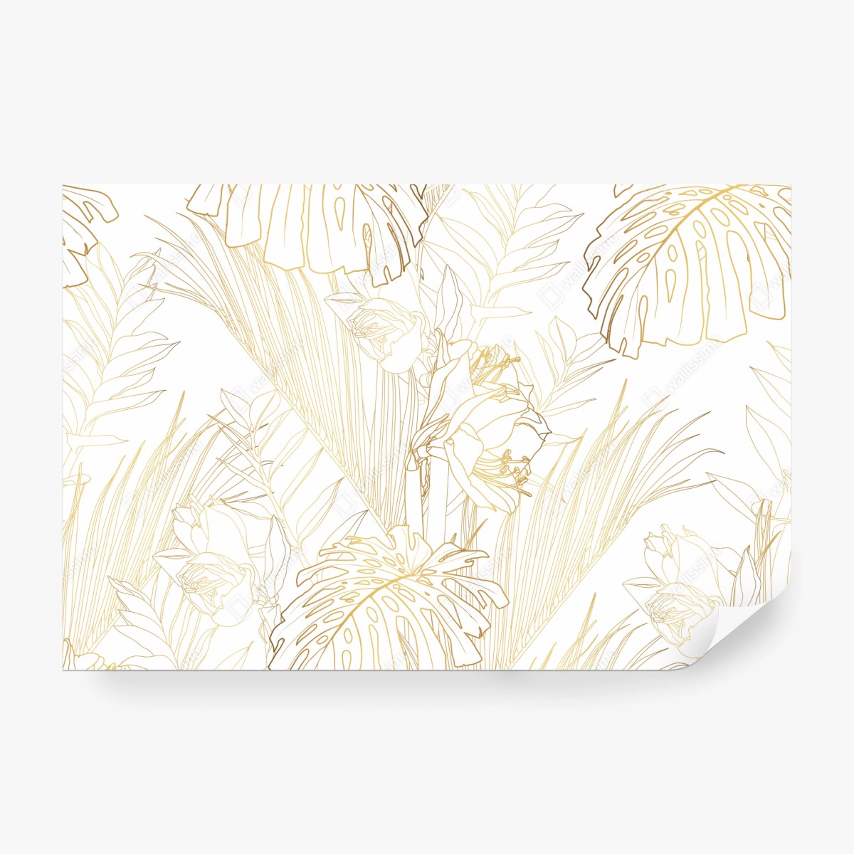 Fototapete goldenes tropisches blattmuster – Wallnifity®