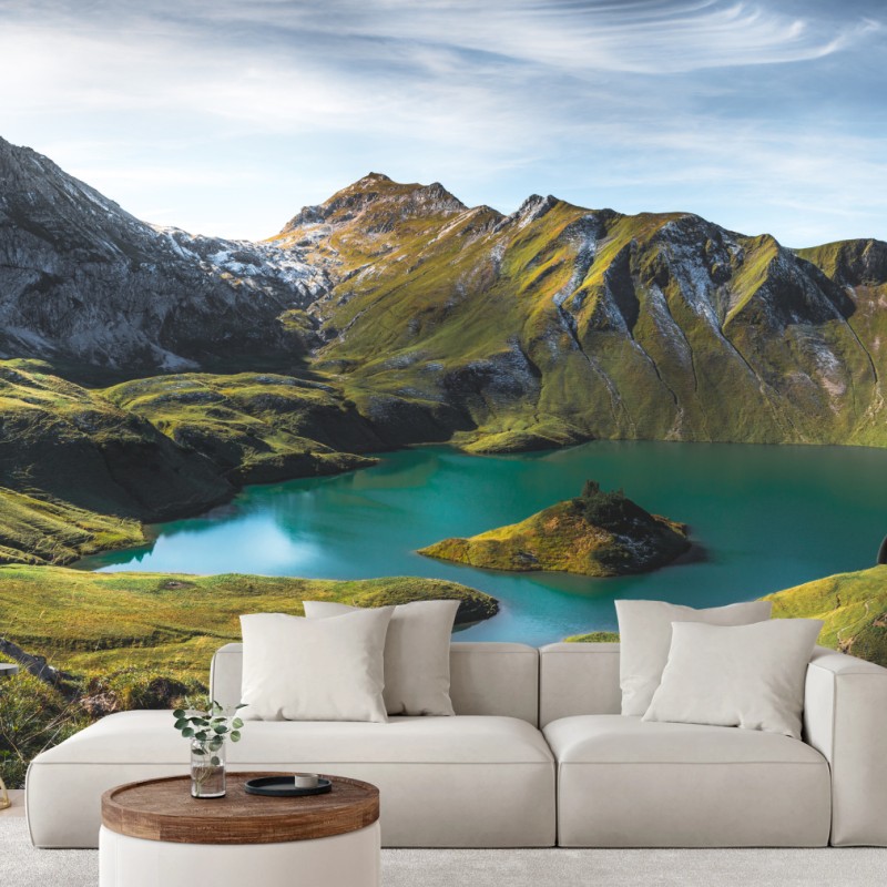 Fototapete türkises seeidyll am Schrecksee, Bayern – Wallnifity® Fototapete türkises seeidyll am Schrecksee, Bayern – Wallnifity®