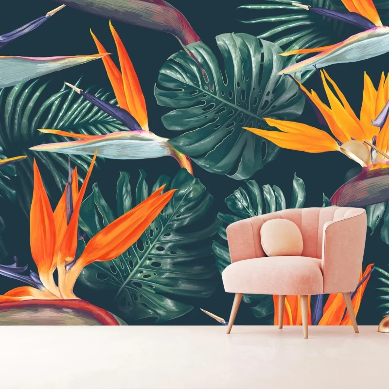 Fototapete tropisches muster mit strelitzie – Wallnifity® Fototapete tropisches muster mit strelitzie – Wallnifity®