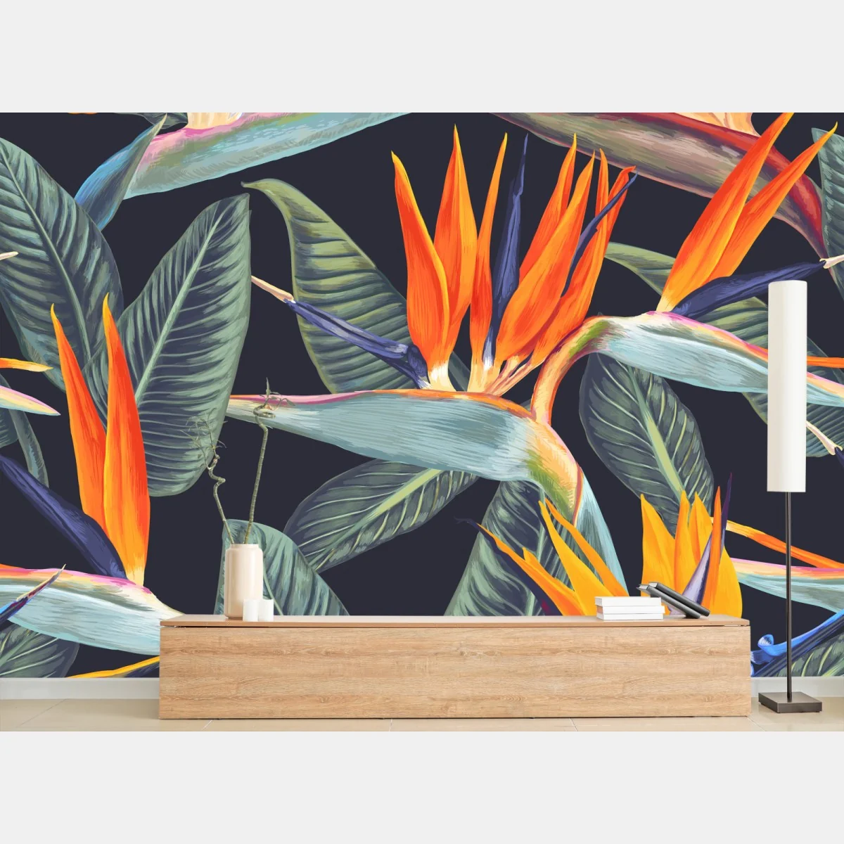 Fototapete tropisches muster mit strelitzien – Wallnifity®