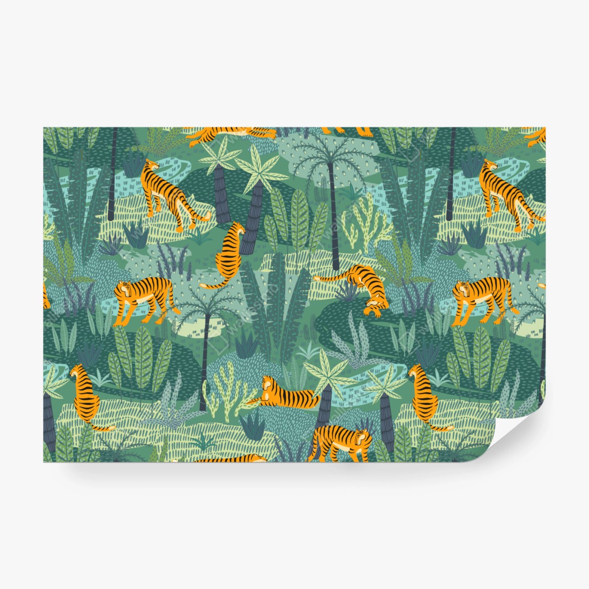 Fototapete verspieltes dschungel-tiger-muster – Wallnifity® Fototapete verspieltes dschungel-tiger-muster – Wallnifity®