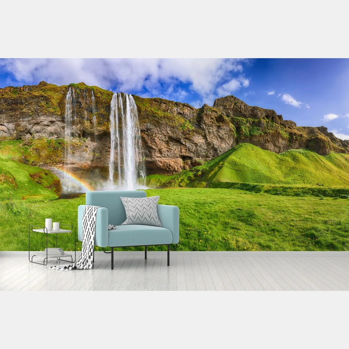 Fototapete Seljalandsfoss wasserfall panorama – Wallnifity® Fototapete Seljalandsfoss wasserfall panorama – Wallnifity®
