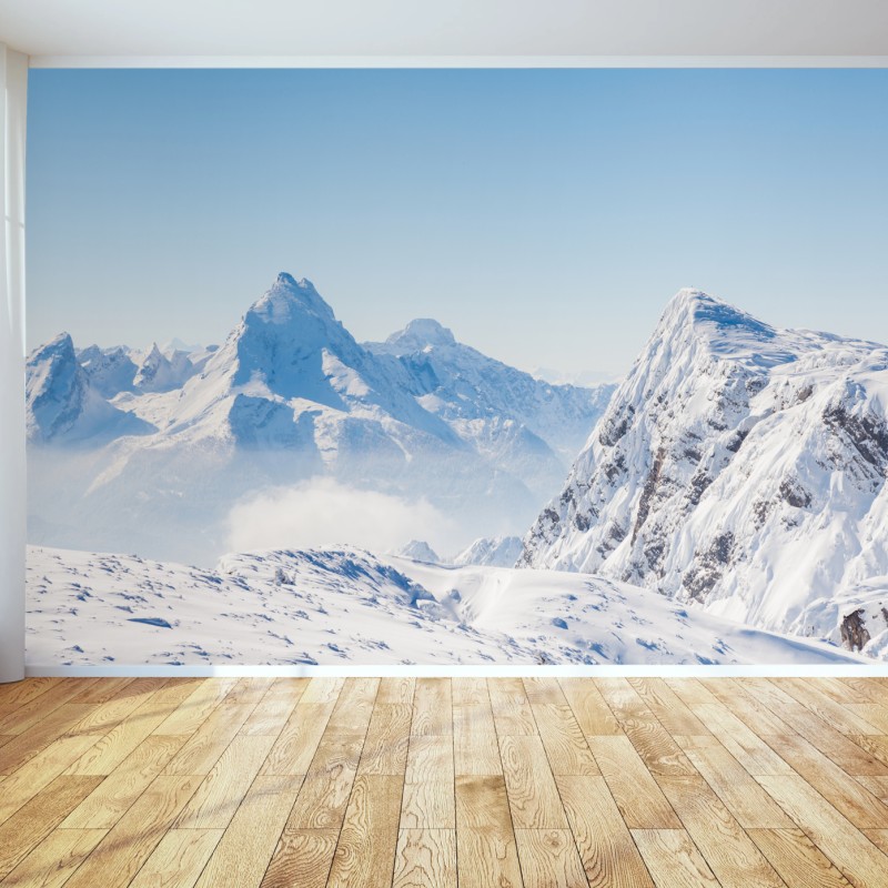 Fototapete ruhige panorama verschneiter berge