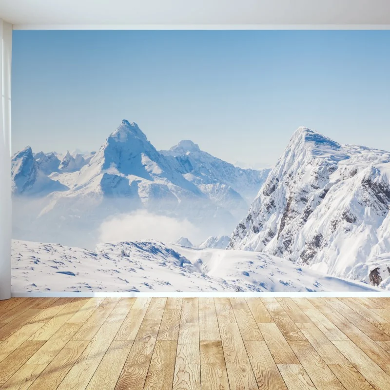 Fototapete ruhige panorama verschneiter berge