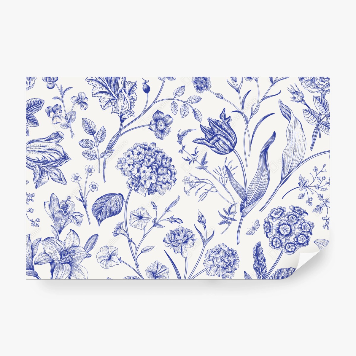 Fototapete klassisches blaues toile blumenmuster – Wallnifity® Fototapete klassisches blaues toile blumenmuster – Wallnifity®