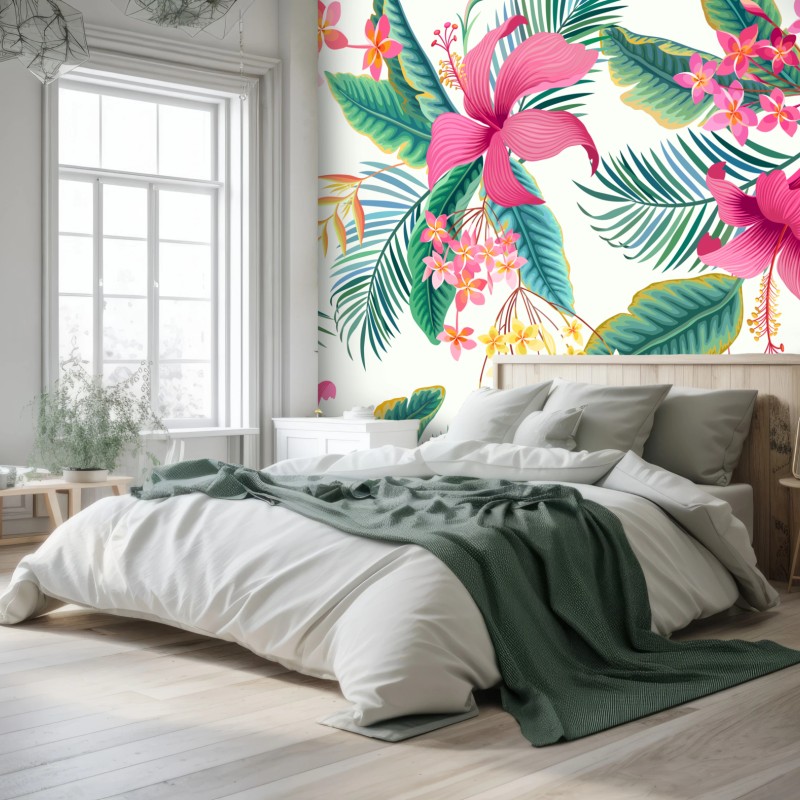 Fototapete tropisches botanisches blumenmuster