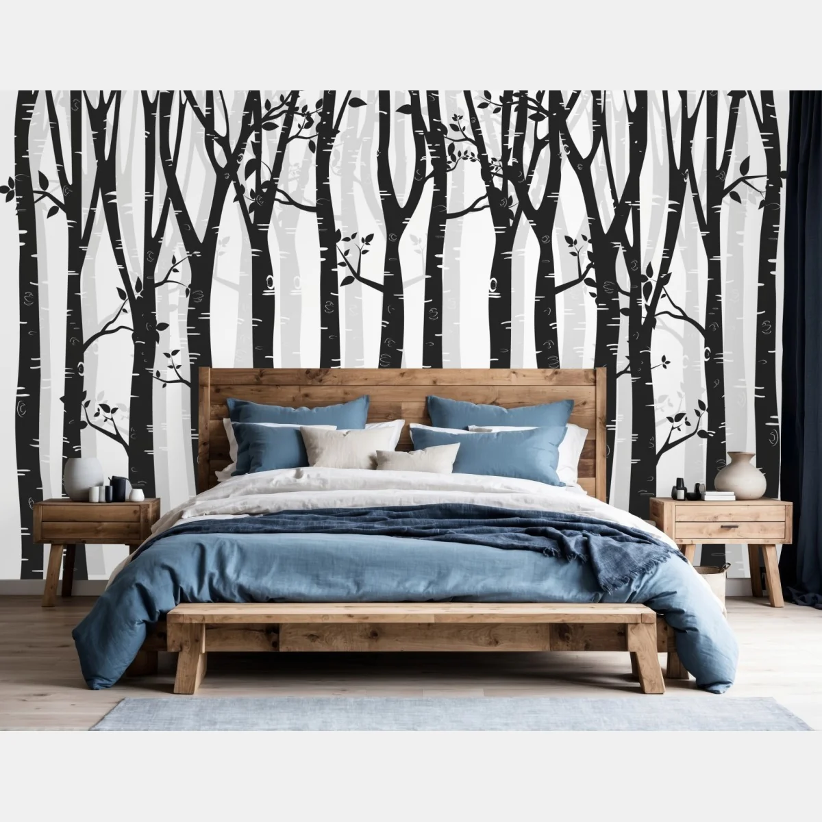 Fototapete monochromatischer birkenwald – Wallnifity® Fototapete monochromatischer birkenwald – Wallnifity®