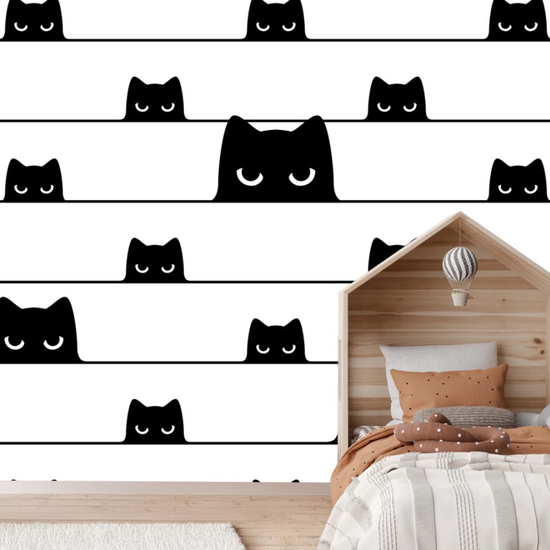 Fototapete verspielte katzen zwischen streifen