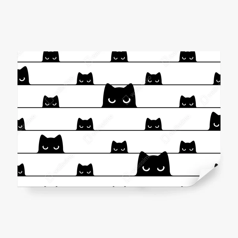 Fototapete verspielte katzen zwischen streifen