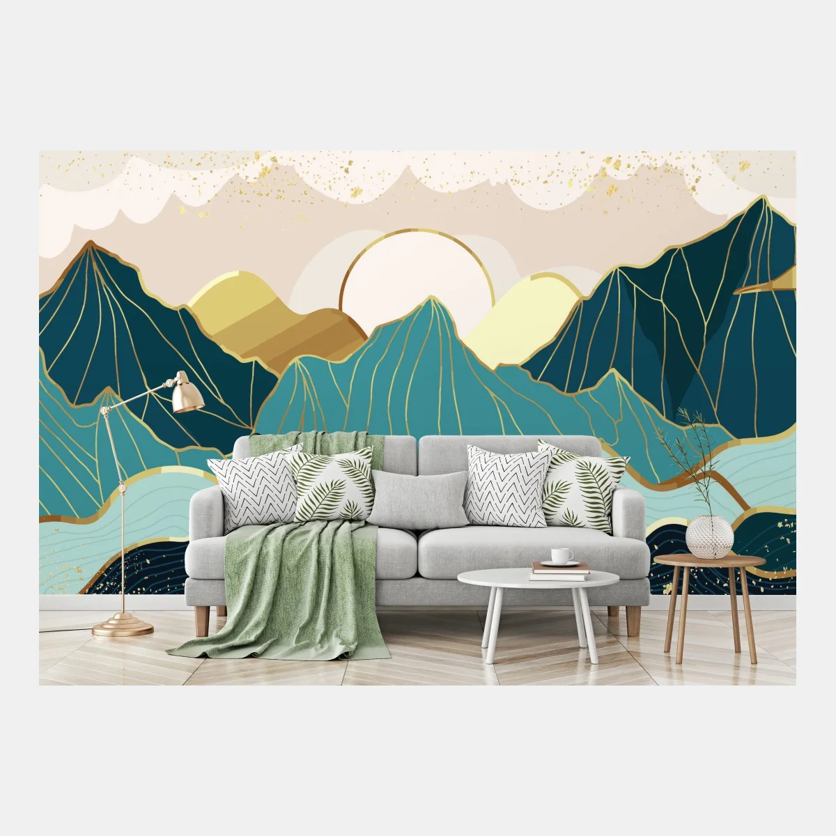 Fototapete türkise berge mit goldenen akzenten – Wallnifity® Fototapete türkise berge mit goldenen akzenten – Wallnifity®