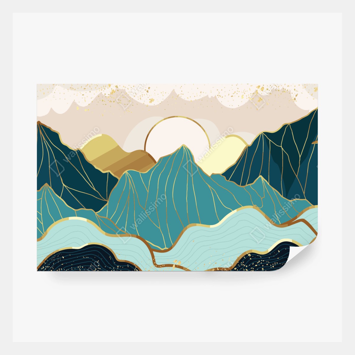 Fototapete türkise berge mit goldenen akzenten – Wallnifity® Fototapete türkise berge mit goldenen akzenten – Wallnifity®