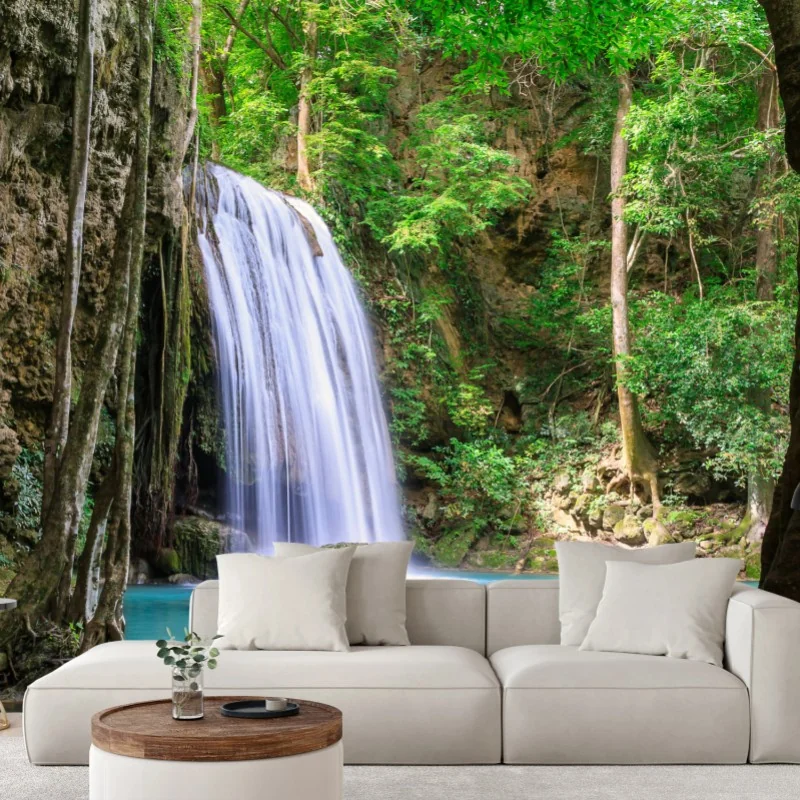 Fototapete ruhiger wasserfall im Erawan Nationalpark