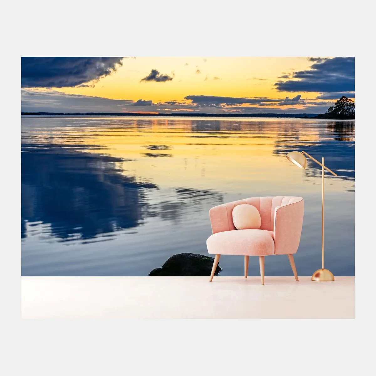 Fototapete ruhige küstenlandschaft bei sonnenuntergang – Wallnifity®