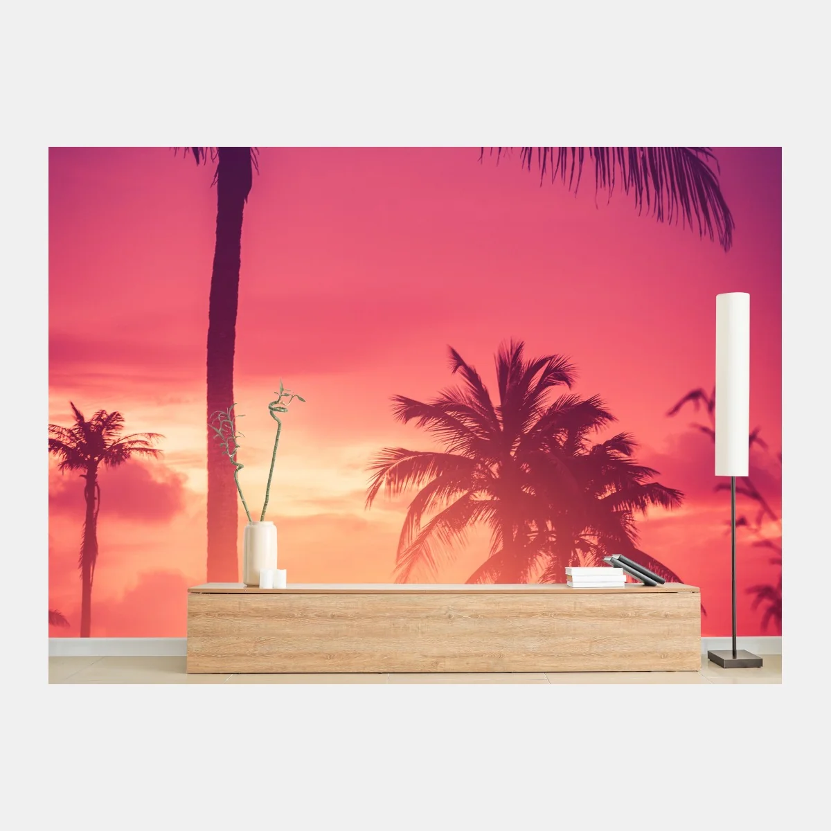 Fototapete tropischer sonnenuntergang mit palmen – Wallnifity® Fototapete tropischer sonnenuntergang mit palmen – Wallnifity®