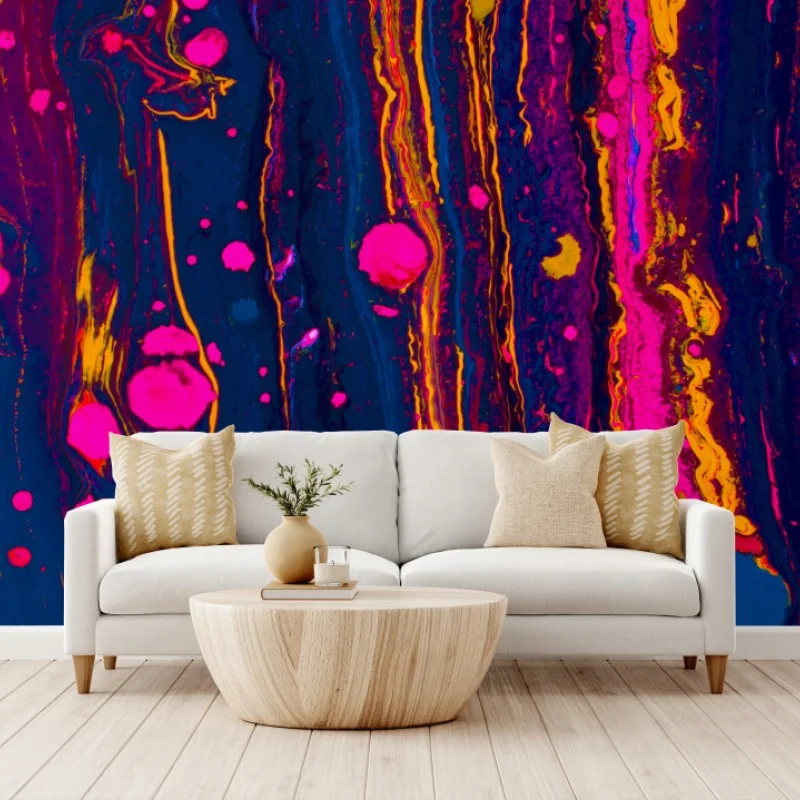 Fototapete neon marmorierte abstrakte wandgrafik