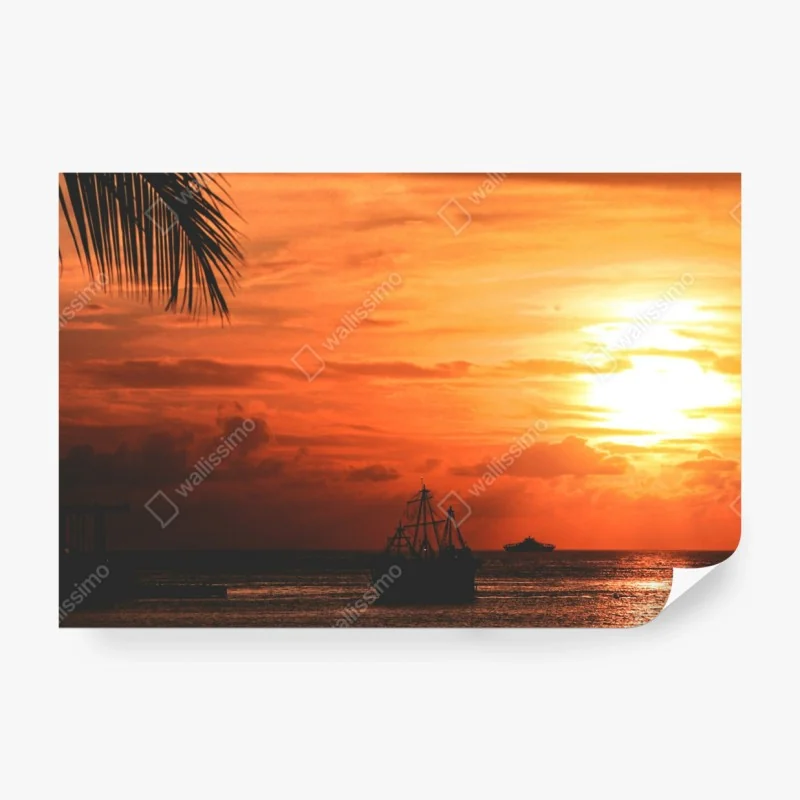 Fototapete tropischer sonnenuntergang am meer