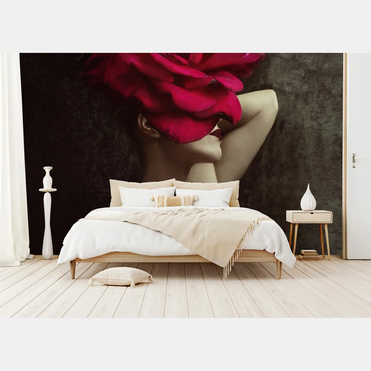 Fototapete frau mit rosenkopf surreales blumenporträt – Wallnifity® Fototapete frau mit rosenkopf surreales blumenporträt – Wallnifity®