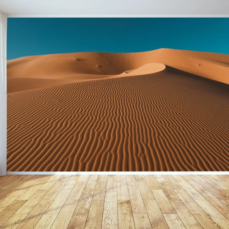 Fototapete goldene sanddünen unter tiefblauem himmel