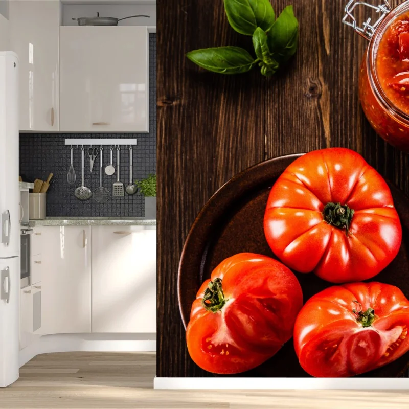 Fototapete frische tomaten und hausgemachte tomatensauce