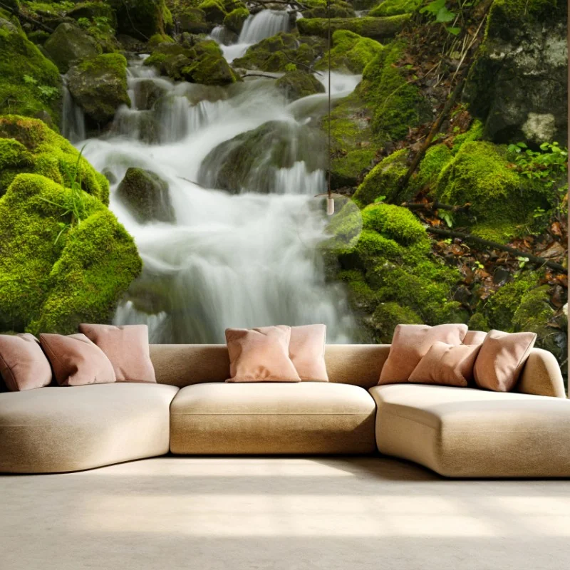 Fototapete moosiger wasserfall