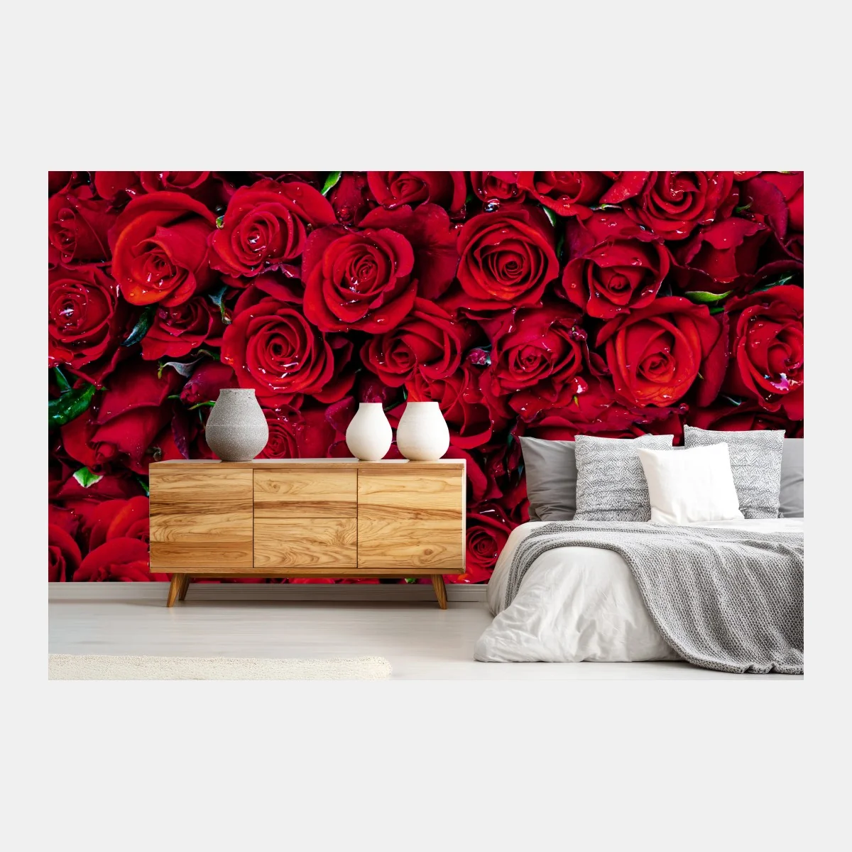 Fototapete dichte wand aus roten rosen – Wallnifity® Fototapete dichte wand aus roten rosen – Wallnifity®