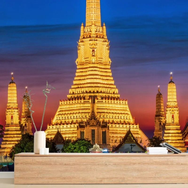 Fototapete goldenes Wat Arun in der dämmerung