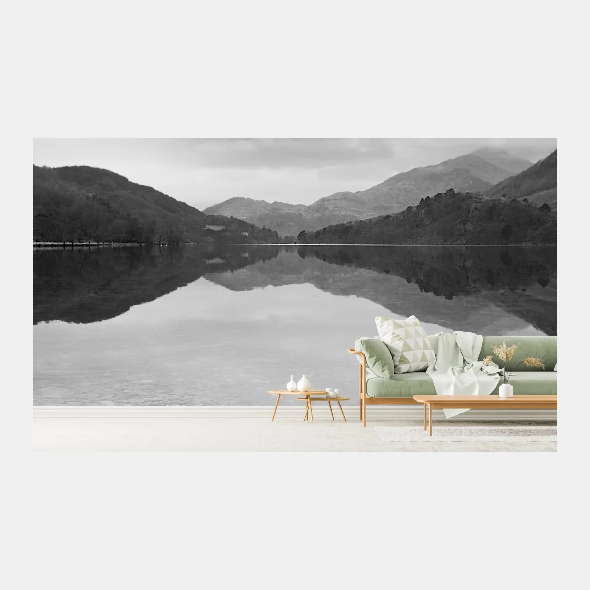 Fototapete ruhiger bergsee mit spiegelung – Wallnifity® Fototapete ruhiger bergsee mit spiegelung – Wallnifity®