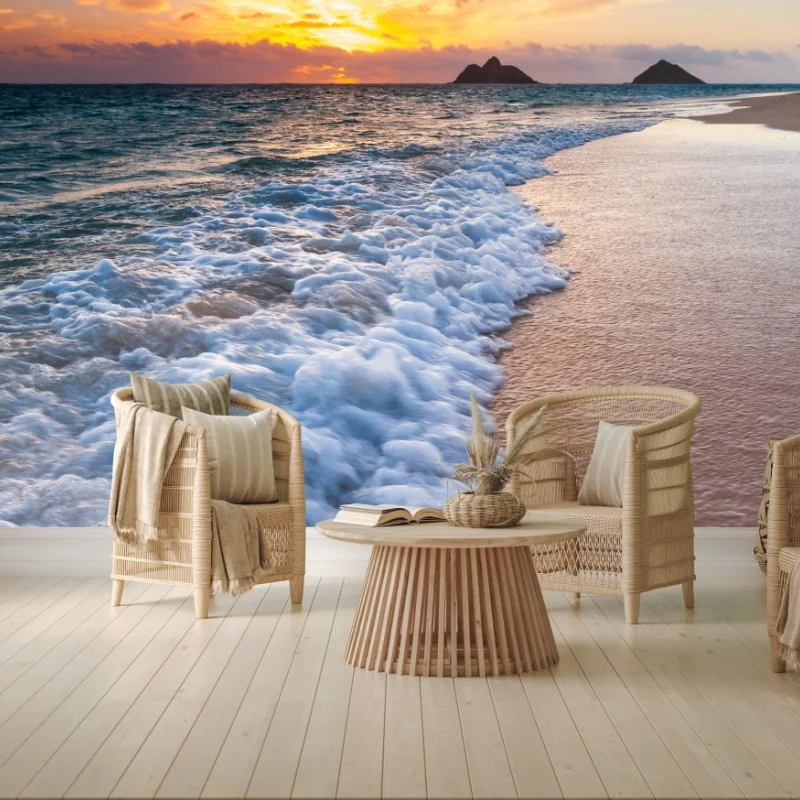 Fototapete ruhiger sonnenaufgang am meeresufer – Wallnifity®