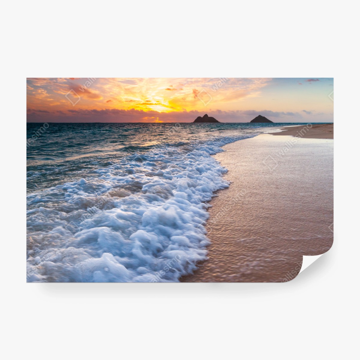 Fototapete ruhiger sonnenaufgang am meeresufer – Wallnifity®