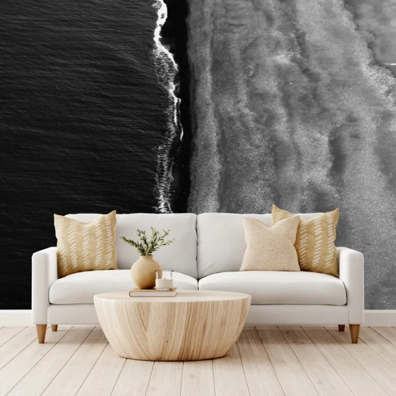 Fototapete monochrome küstenaufnahme aus der luft