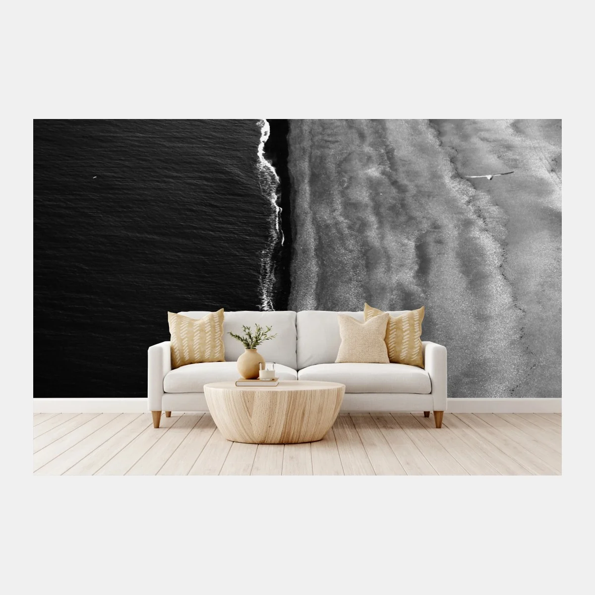 Fototapete monochrome küstenaufnahme aus der luft – Wallnifity®