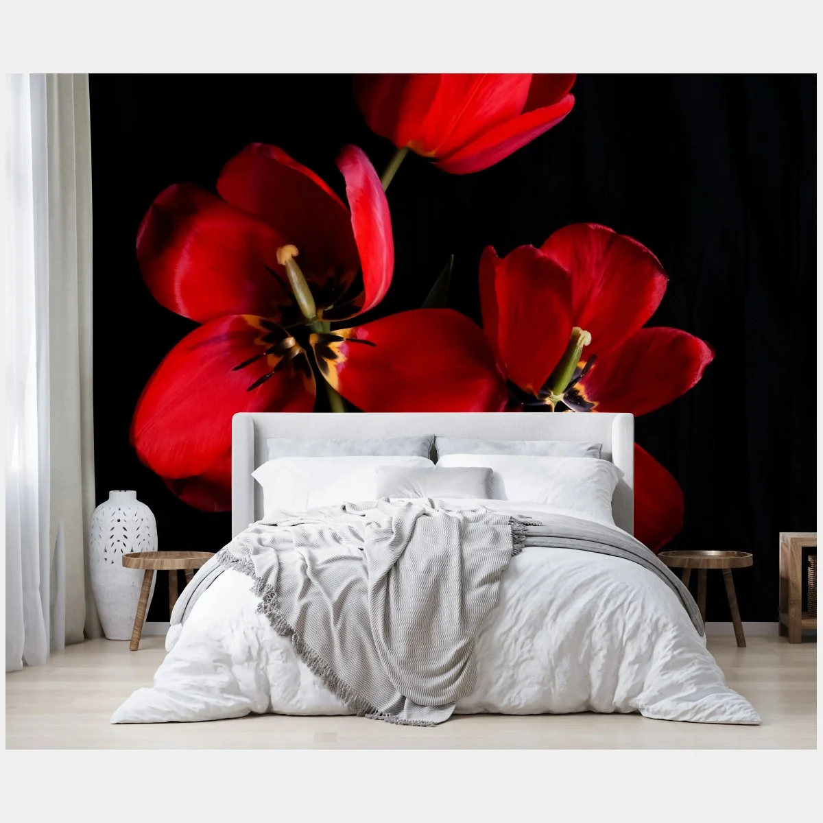Fototapete drei rote tulpen vor schwarzem hintergrund – Wallnifity® Fototapete drei rote tulpen vor schwarzem hintergrund – Wallnifity®