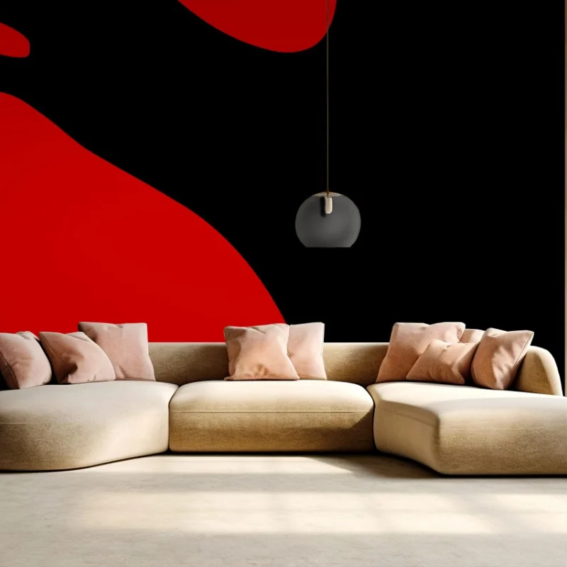 Fototapete kräftige rot-schwarze silhouette