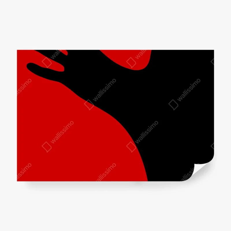 Fototapete kräftige rot-schwarze silhouette