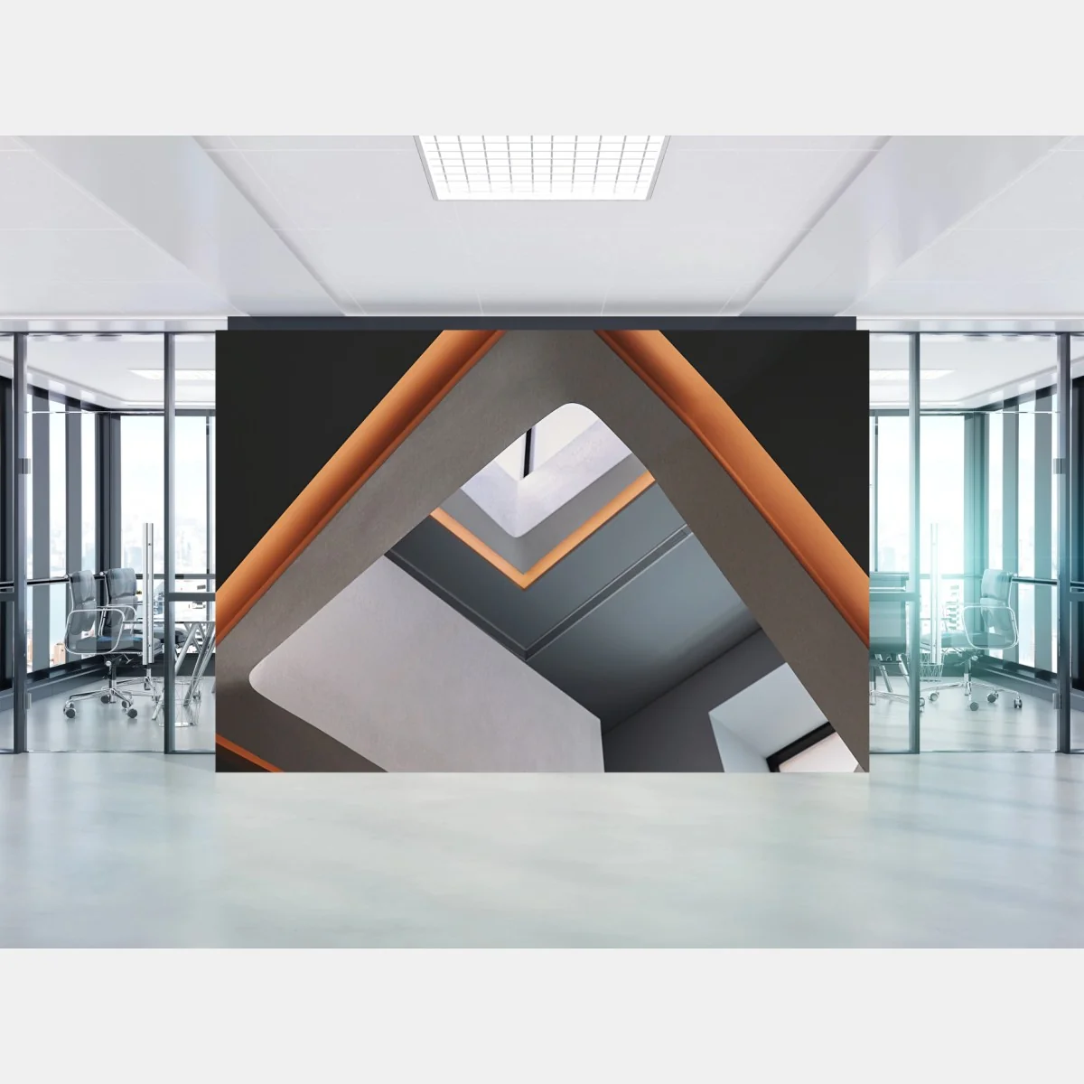 Fototapete minimalistisches geometrisches interieur mit oberlicht – Wallnifity®