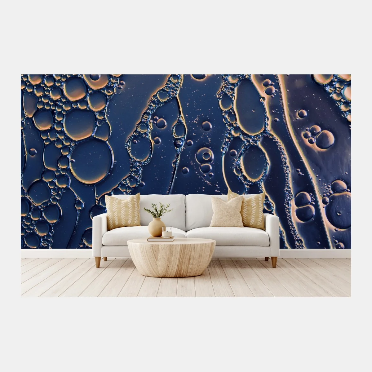 Fototapete blaue und goldene abstrakte blasen – Wallnifity® Fototapete blaue und goldene abstrakte blasen – Wallnifity®