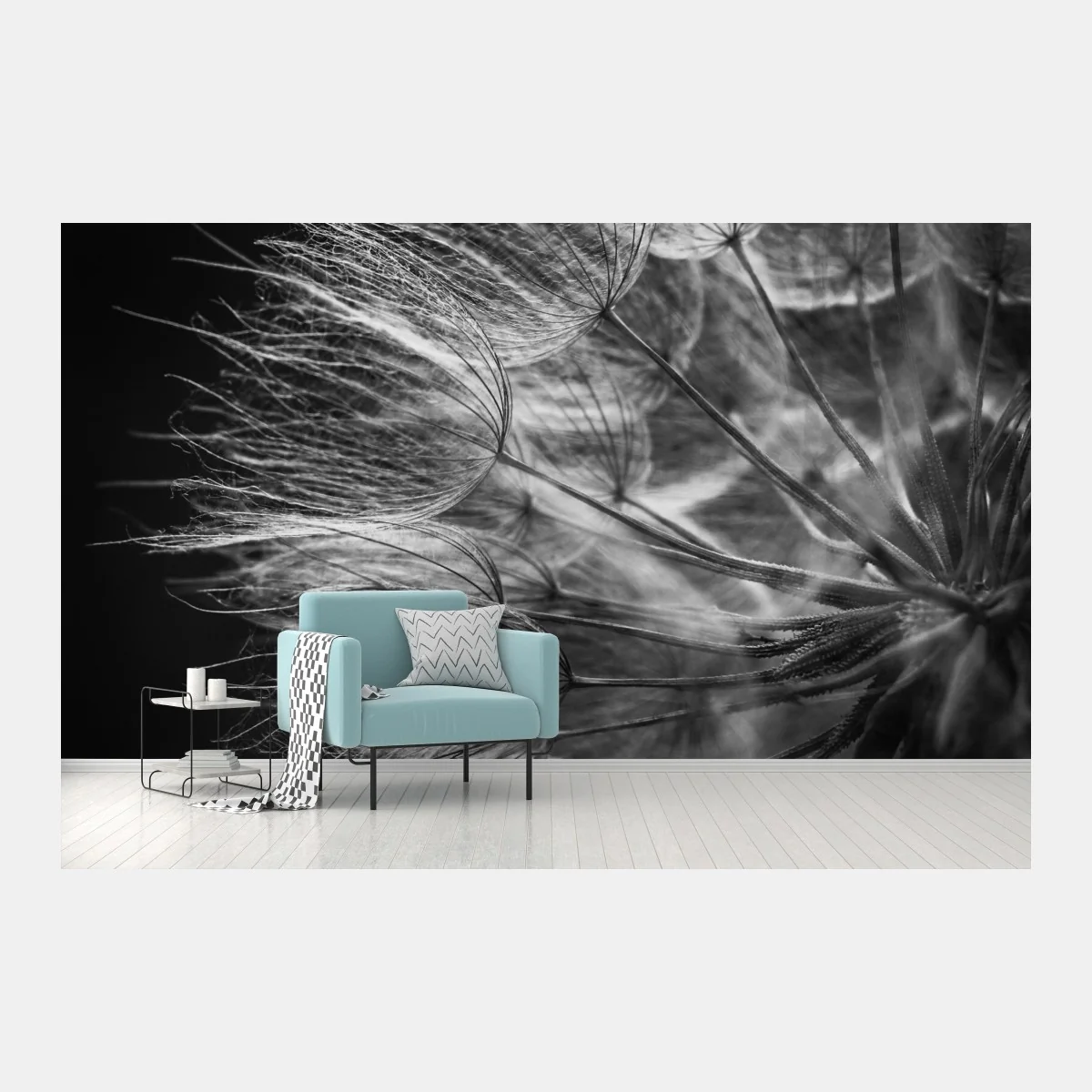 Fototapete zarter löwenzahn in monochrom – Wallnifity® Fototapete zarter löwenzahn in monochrom – Wallnifity®