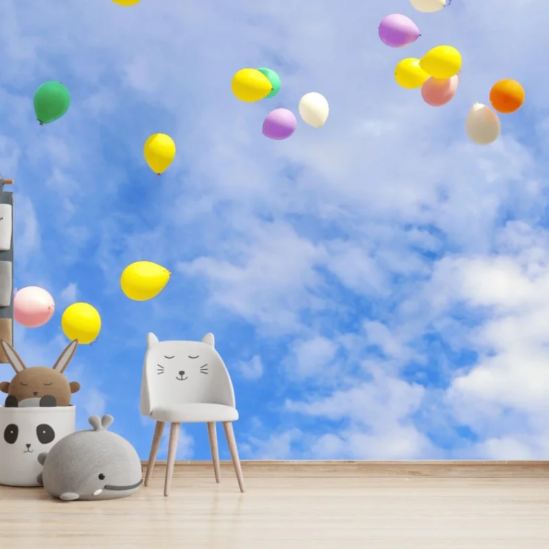 Fototapete bunte luftballons steigen in den himmel – Wallnifity®