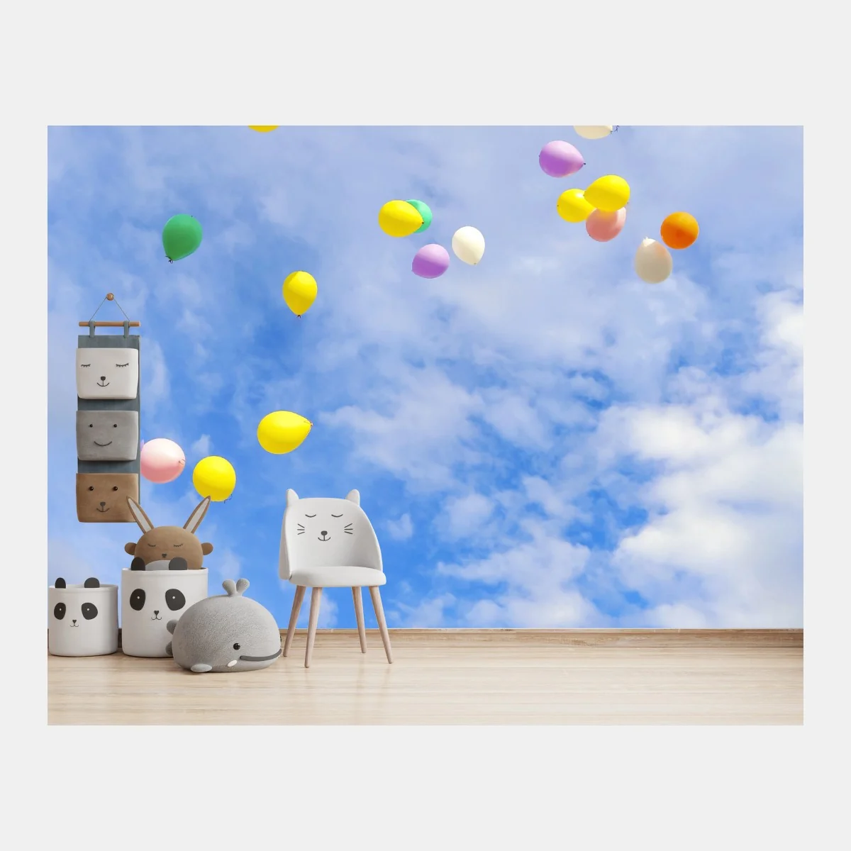 Fototapete bunte luftballons steigen in den himmel – Wallnifity®