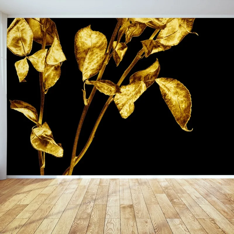 Fototapete goldene rosen vor schwarzem hintergrund