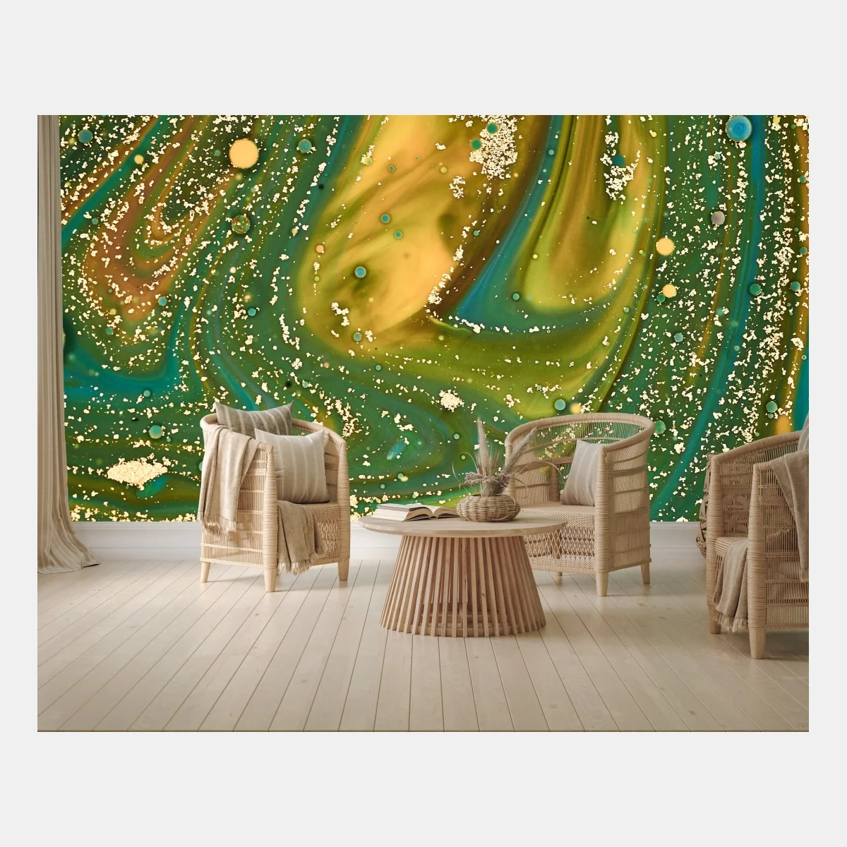 Fototapete grün-goldene flüssige marmorierte kunst – Wallnifity® Fototapete grün-goldene flüssige marmorierte kunst – Wallnifity®