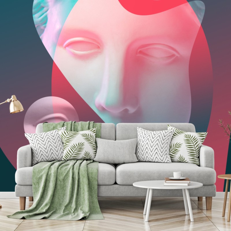 Fototapete surreales klassisches gesicht im duoton