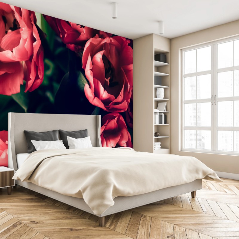 Fototapete stimmungsvolles rosa tulpenbukett