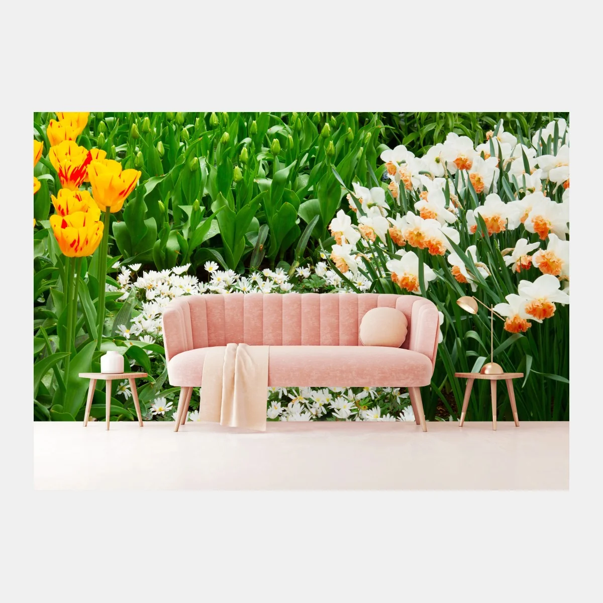 Fototapete lebendiger frühlingsblumengarten – Wallnifity®
