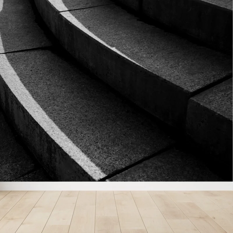 Fototapete geschwungene betontreppe im schatten